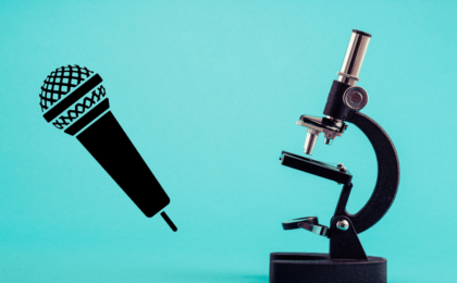 Photo of microphone and microscope
