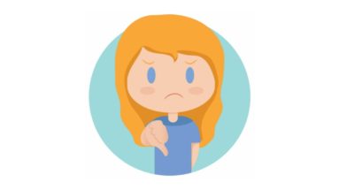 Illustration of girl with thumbs down
