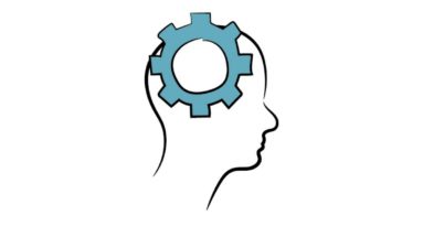 Illustration of gears in a person's mind