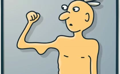 Illustration of man with weak muscles