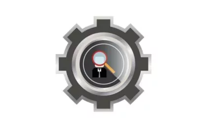 Illustration of magnifying glass looking at a person's head