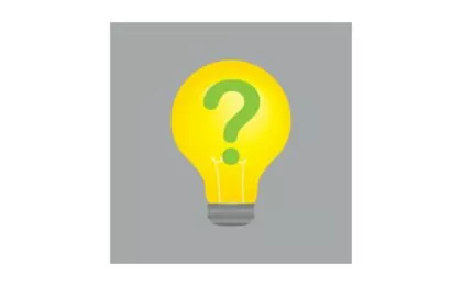 An illustration of a lightbulb with a question mark over it