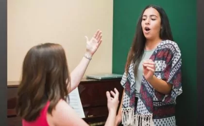 Voice teacher with a student