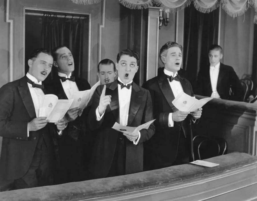 men singing in a choir