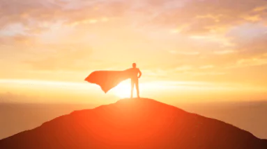 photo of a hero's silhouette in the sunrise