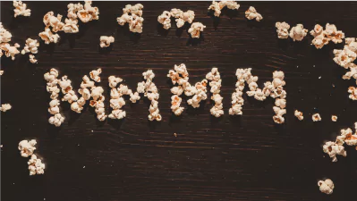 Mmmm written out in popcorn