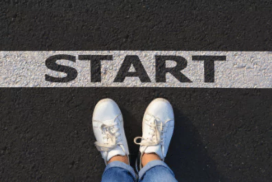 photo of someone standing at a starting line